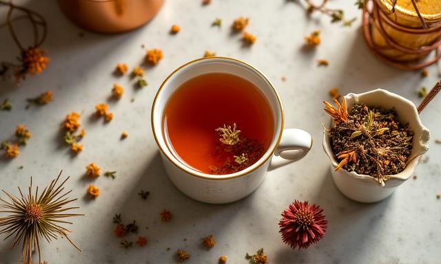 Línea de infusiones orgánicas premium en estantería